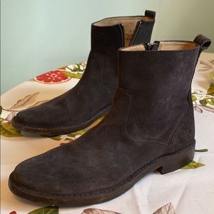 Mens Frye brown suede side zip boots